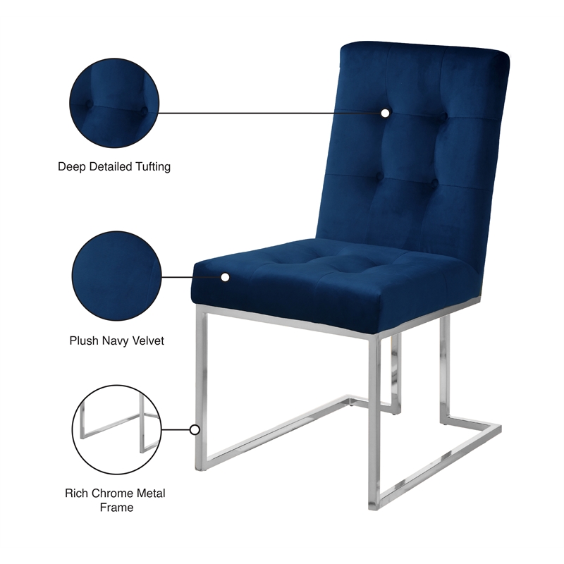 Pemberly Row Contemporary Velvet Dining Chairs in Navy (Set of 6)