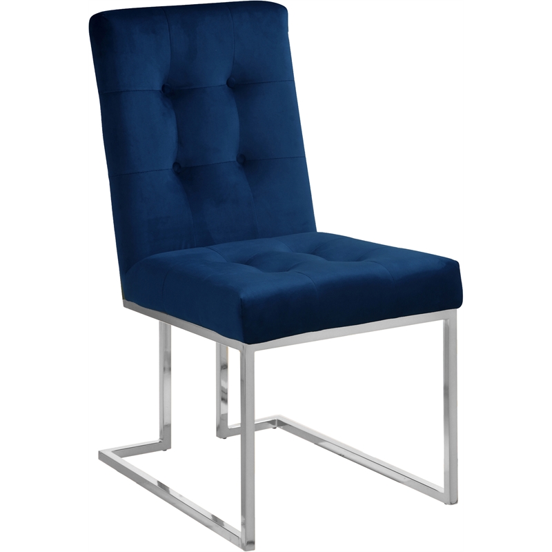 Pemberly Row Contemporary Velvet Dining Chairs in Navy (Set of 4)
