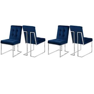 Pemberly Row Contemporary Velvet Dining Chairs in Navy (Set of 4)