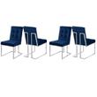 Pemberly Row Contemporary Velvet Dining Chairs in Navy (Set of 4)