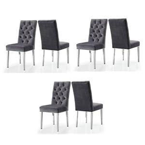 Pemberly Row Contemporary 19.5&quotH Velvet Dining Chairs in Gray (Set of 6)