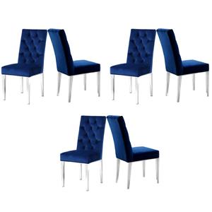 Pemberly Row Contemporary 19.5&quotH Velvet Dining Chairs in Navy (Set of 6)