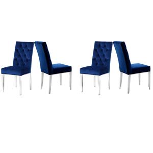 Pemberly Row Contemporary 19.5&quotH Velvet Dining Chairs in Navy (Set of 4)