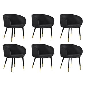 Pemberly Row Contemporary Set of 6 Velvet Dining Chairs in Black