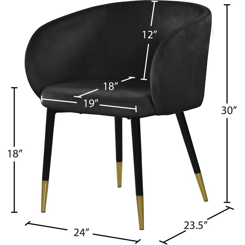 Pemberly Row Contemporary Set of 4 Velvet Dining Chairs in Black