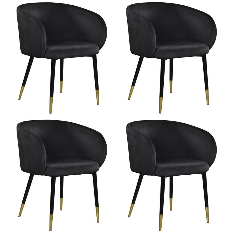 Pemberly Row Contemporary Set of 4 Velvet Dining Chairs in Black