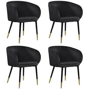 Pemberly Row Contemporary Set of 4 Velvet Dining Chairs in Black
