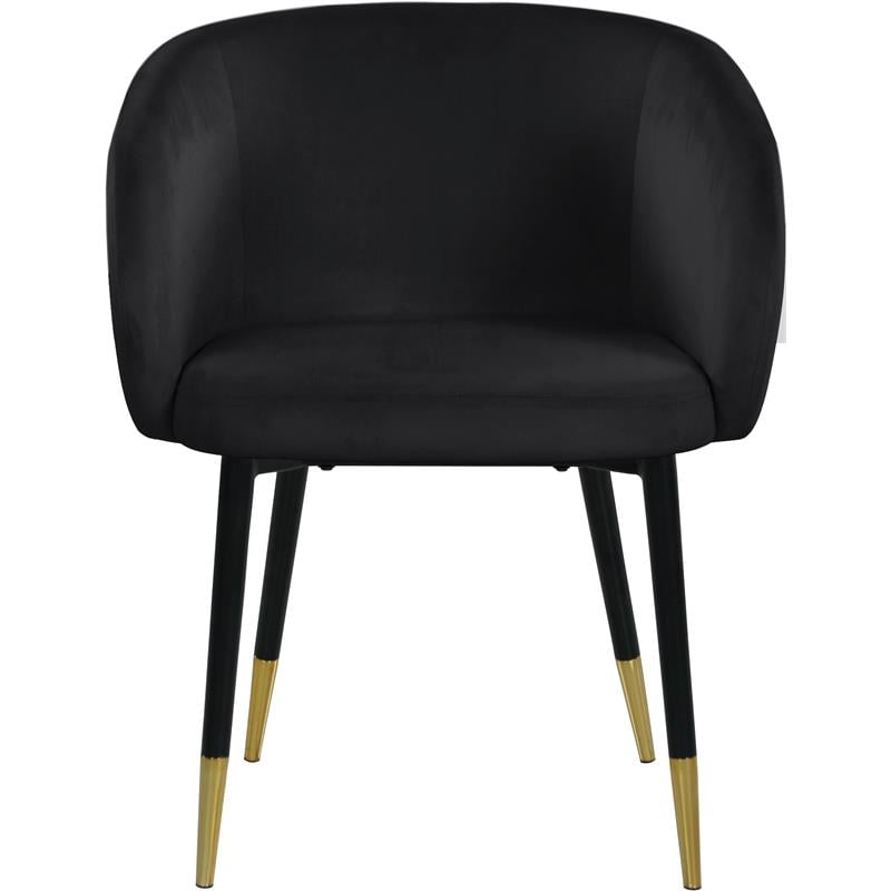 Pemberly Row Contemporary Set of 2 Velvet Dining Chairs in Black