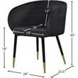 Pemberly Row Contemporary Set of 2 Velvet Dining Chairs in Black
