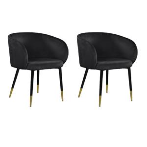 Pemberly Row Contemporary Set of 2 Velvet Dining Chairs in Black
