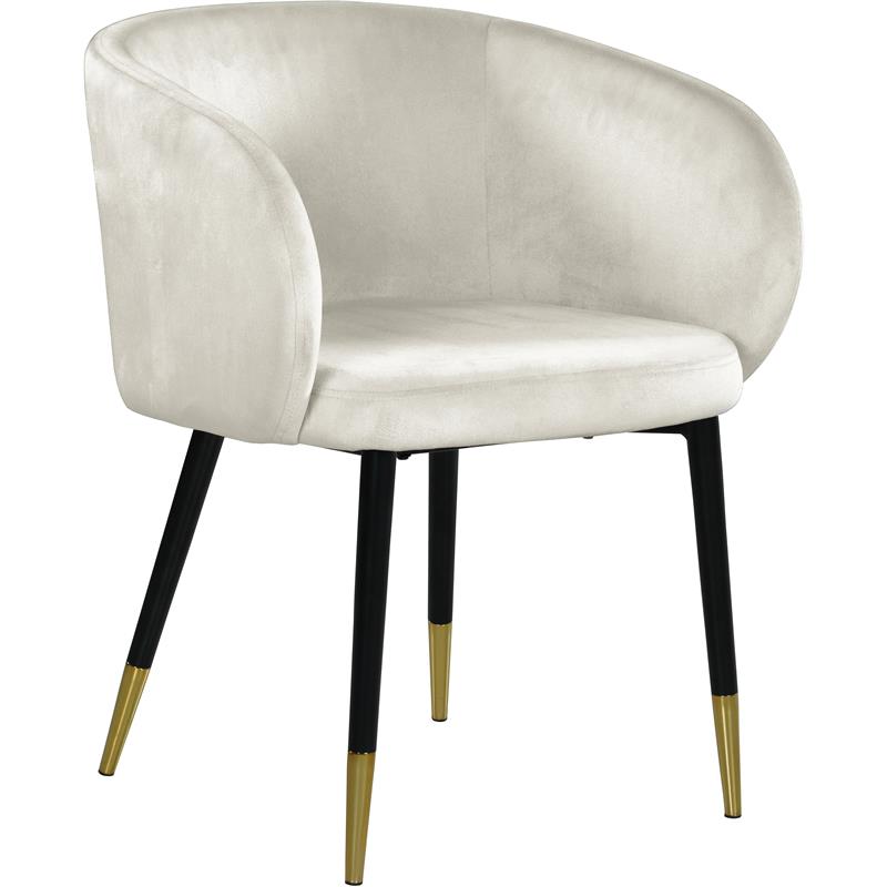 Pemberly Row Contemporary Set of 6 Velvet Dining Chairs in Cream