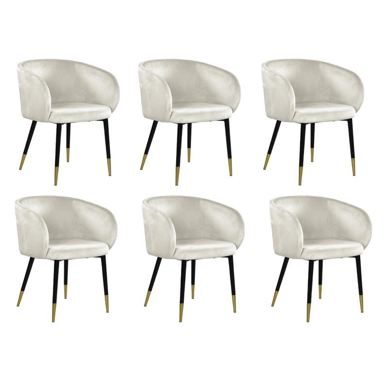 Pemberly Row Contemporary Set of 6 Velvet Dining Chairs in Cream