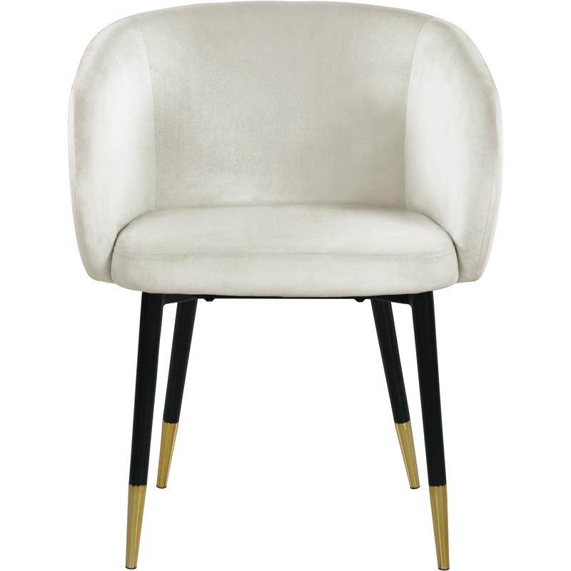 Pemberly Row Contemporary Set of 2 Velvet Dining Chairs in Cream