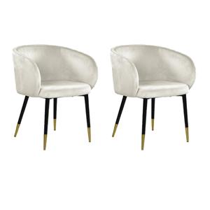 Pemberly Row Contemporary Set of 2 Velvet Dining Chairs in Cream
