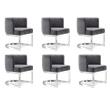 Pemberly Row Contemporary Set of 6 Gray Velvet Dining Chairs