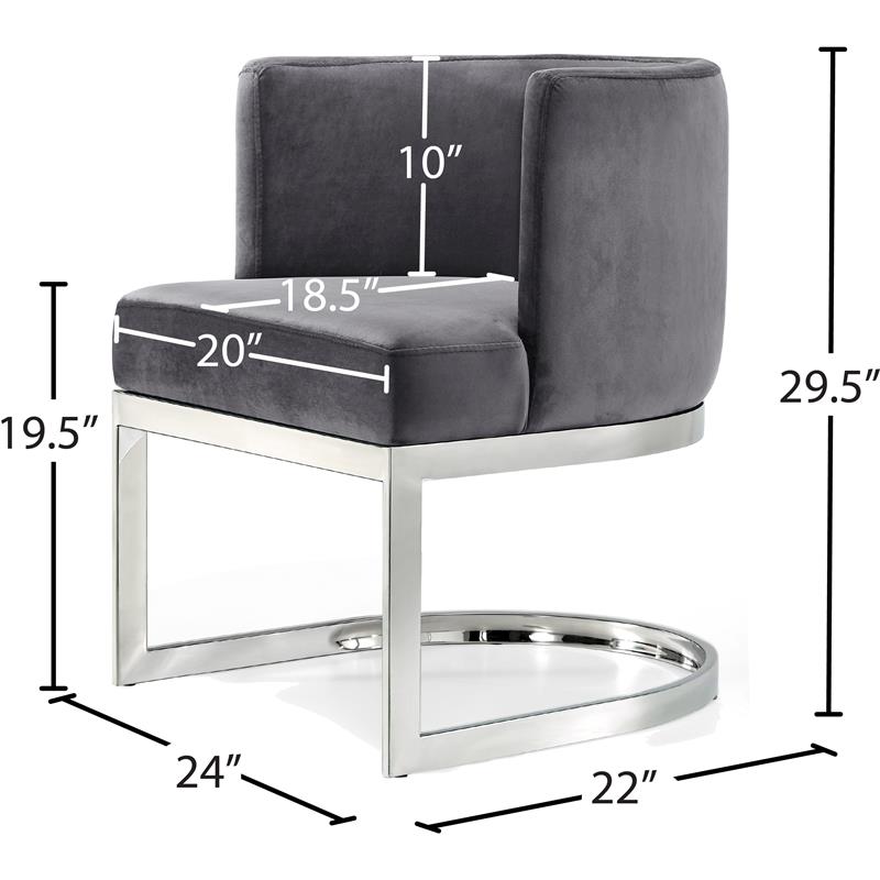 Pemberly Row Contemporary Set of 4 Gray Velvet Dining Chairs