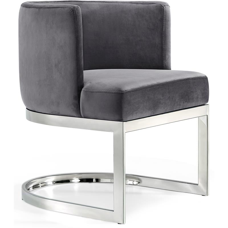 Pemberly Row Contemporary Set of 2 Gray Velvet Dining Chairs