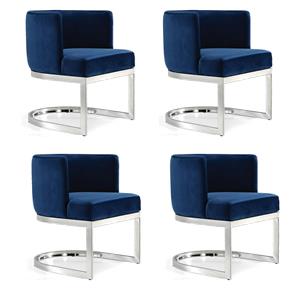 Pemberly Row Contemporary Set of 4 Navy Velvet Dining Chairs