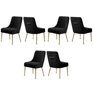 Pemberly Row Contemporary 19.5&quotH Velvet Dining Chairs in Black (Set of 6)