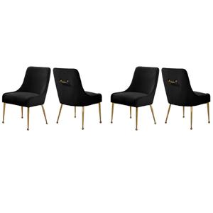Pemberly Row Contemporary 19.5&quotH Velvet Dining Chairs in Black (Set of 4)