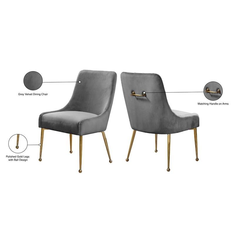 Pemberly Row Contemporary Velvet Dining Chairs in Gray (Set of 6)