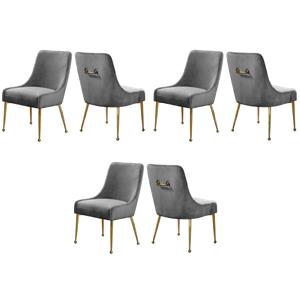 Pemberly Row Contemporary Velvet Dining Chairs in Gray (Set of 6)