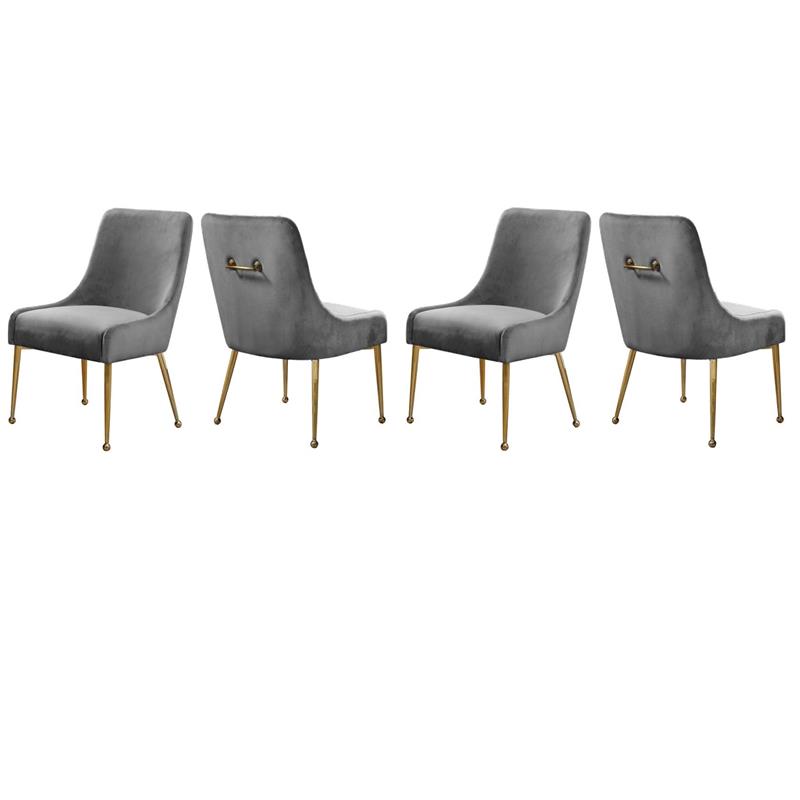 Pemberly Row Contemporary Velvet Dining Chairs in Gray (Set of 4)