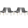 Pemberly Row Contemporary Velvet Dining Chairs in Gray (Set of 4)