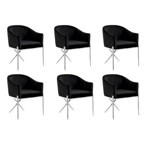 Pemberly Row Contemporary Set of 6 19.5&quotH Velvet Dining Chairs in Black