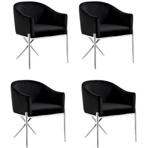 Pemberly Row Contemporary Set of 4 19.5&quotH Velvet Dining Chairs in Black