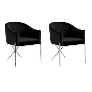 Pemberly Row Contemporary Set of 2 19.5&quotH Velvet Dining Chairs in Black