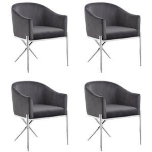 Pemberly Row Contemporary Set of 4 Gray Velvet Dining Chairs