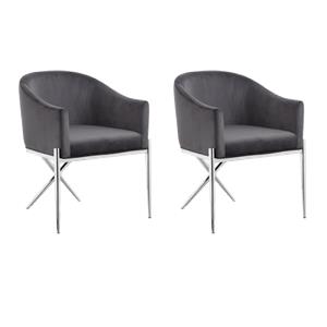 Pemberly Row Contemporary Set of 2 Gray Velvet Dining Chairs