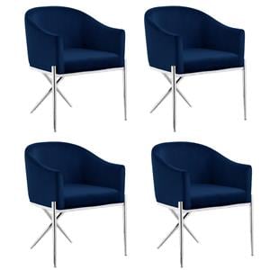 Pemberly Row Contemporary Set of 4 Navy Velvet Dining Chairs