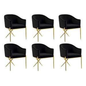 Pemberly Row Contemporary Set of 6 Black Velvet Dining Chairs