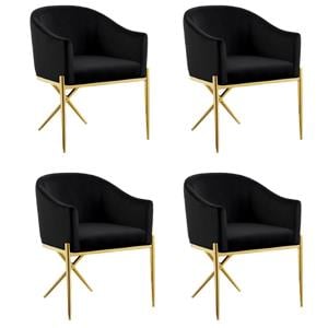 Pemberly Row Contemporary Set of 4 Black Velvet Dining Chairs