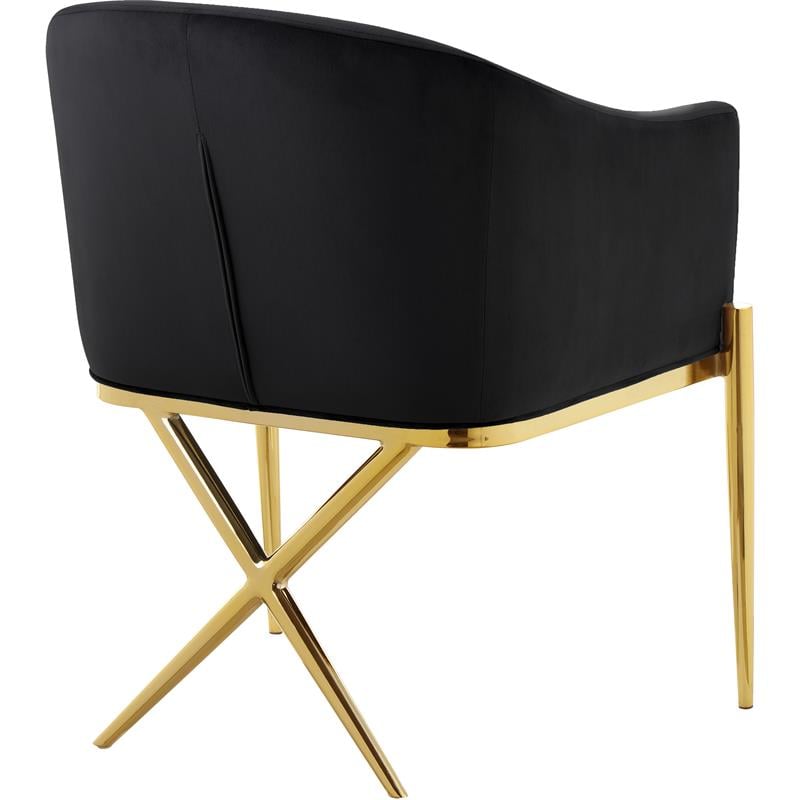 Pemberly Row Contemporary Set of 2 Black Velvet Dining Chairs