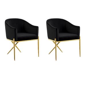 Pemberly Row Contemporary Set of 2 Black Velvet Dining Chairs