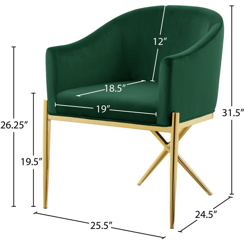 Pemberly Row Contemporary Set of 6 Green Velvet Dining Chairs