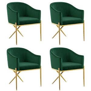 Pemberly Row Contemporary Set of 4 Green Velvet Dining Chairs