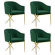 Pemberly Row Contemporary Set of 4 Green Velvet Dining Chairs