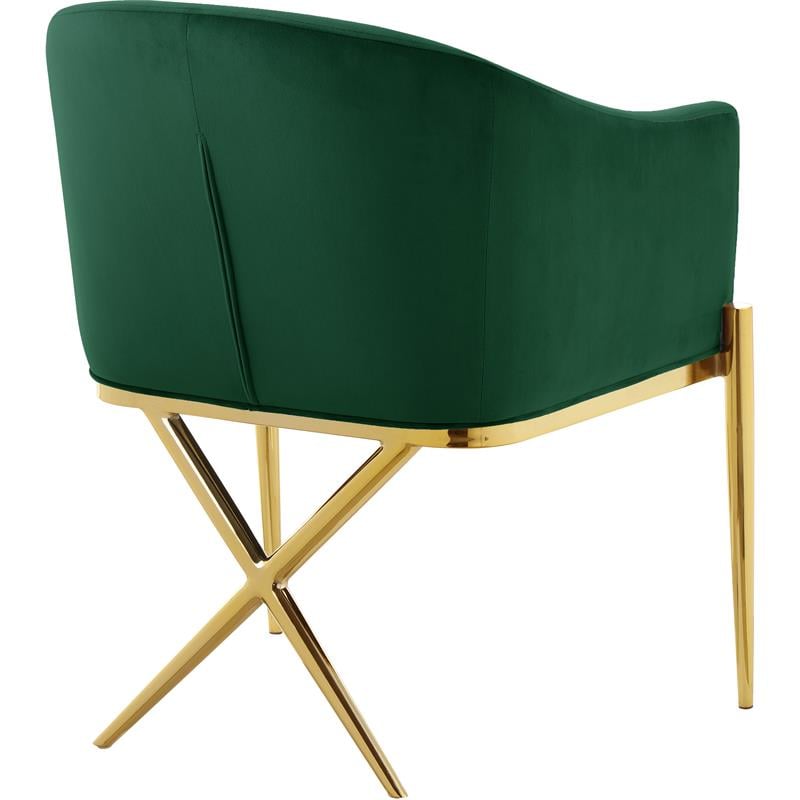 Pemberly Row Contemporary Set of 2 Green Velvet Dining Chairs