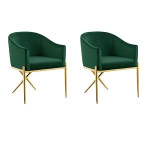 Pemberly Row Contemporary Set of 2 Green Velvet Dining Chairs