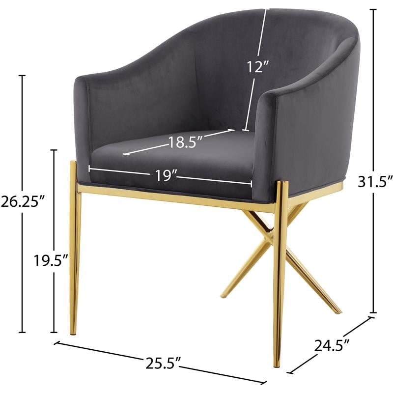Pemberly Row Contemporary Set of 6 Gray Velvet Dining Chairs
