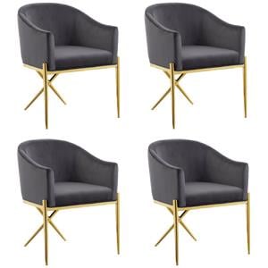 Pemberly Row Contemporary Set of 4 Gray Velvet Dining Chairs