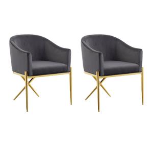 Pemberly Row Contemporary Set of 2 Gray Velvet Dining Chairs