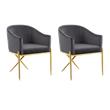 Pemberly Row Contemporary Set of 2 Gray Velvet Dining Chairs