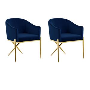 Pemberly Row Contemporary Set of 2 Navy Velvet Dining Chairs