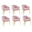 Pemberly Row Contemporary Set of 6 Pink Velvet Dining Chairs