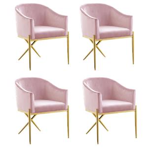 Pemberly Row Contemporary Set of 4 Pink Velvet Dining Chairs